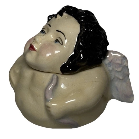 Kevin Francis Other - Vintage Kevin Francis Face Pot 2001 Signed Cupid Black Hair Valentines 2.5"